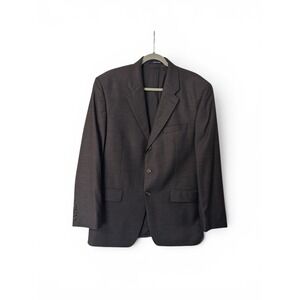 Ralph Lauren Mens Wool Blazer Size 46 Charcoal Gray Pinstripe Made in Canada
